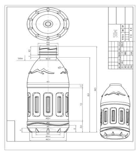 design drawing of bottle